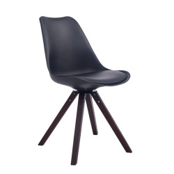Chaise visiteur Troyes pivotante noyer carrée noire