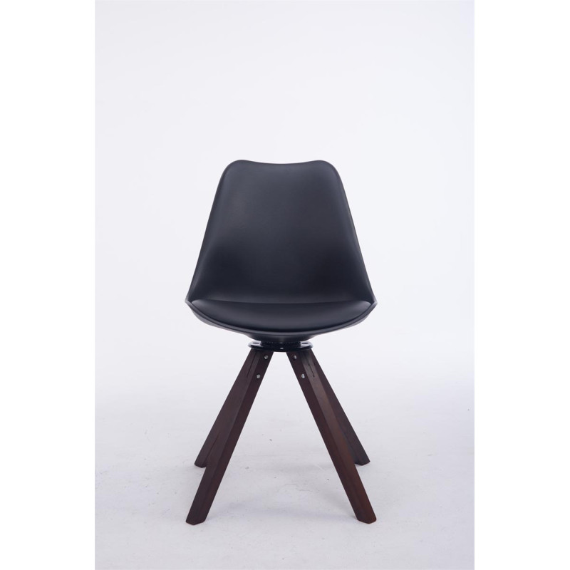 Chaise visiteur pivotante Troyes noyer carr? noire
