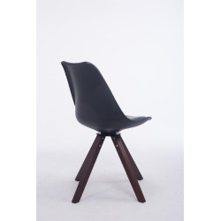 Chaise visiteur Troyes pivotante noyer carrée noire