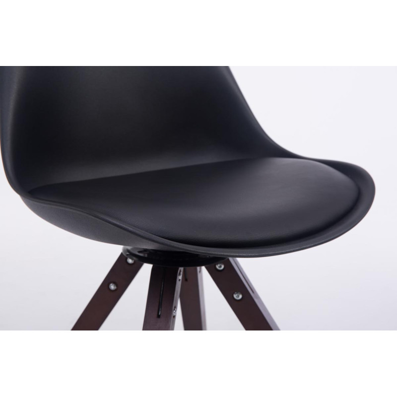 Chaise visiteur pivotante Troyes noyer carr? noire