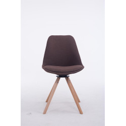 Chaise visiteur pivotante Troyes Natura en tissu marron rond