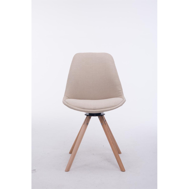Silla para visitas Troyes Rund en Tela Crema,Natural