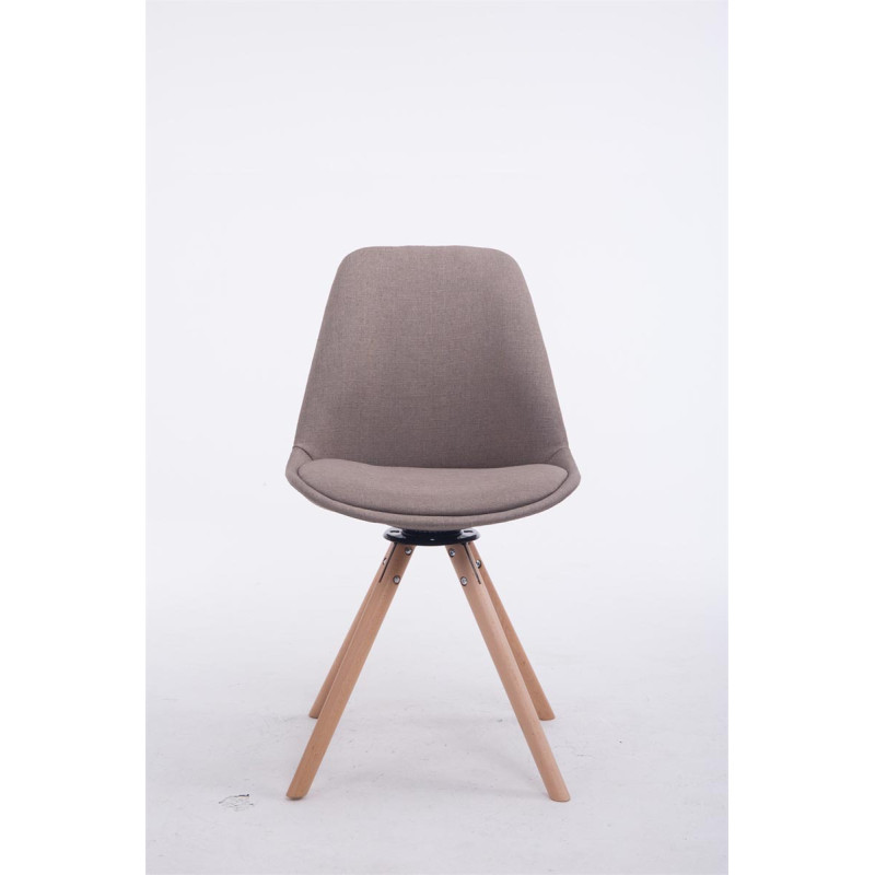 Chaise visiteur pivotante Troyes, tissu Natura, ronde, taupe