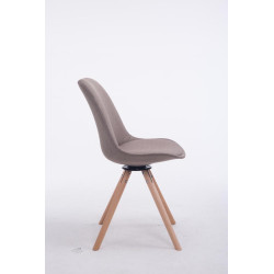Chaise visiteur pivotante Troyes, tissu Natura, ronde, taupe