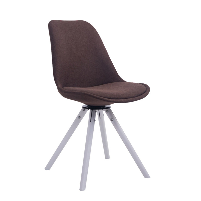 Chaise visiteur pivotante Troyes en tissu blanc, ronde marron