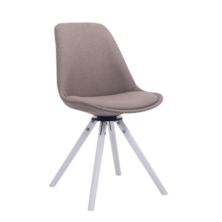 Silla para visitas Troyes Rund en Tela Gris topo,Blanco