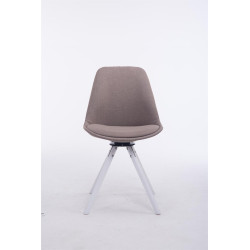 Chaise visiteur pivotante Troyes en tissu blanc, ronde taupe