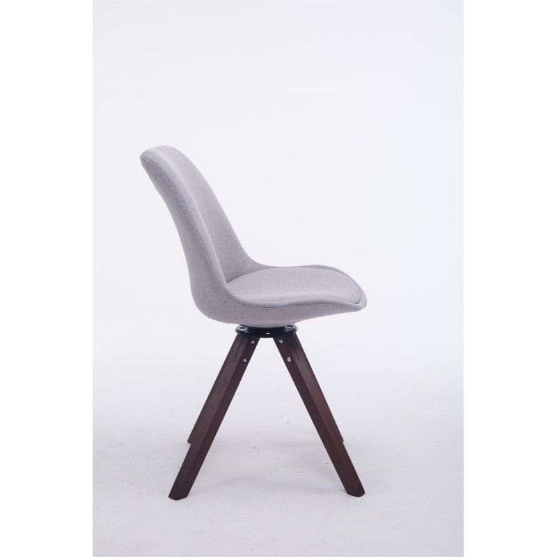 Chaise visiteur pivotante Troyes en tissu noyer carr? gris