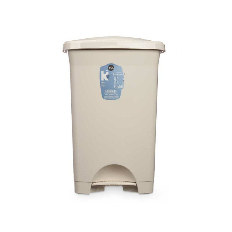 Poubelle à pédale Beige Plastique 50 L (3 Unités)