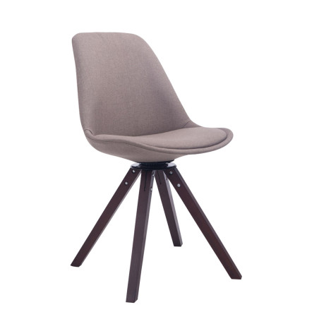 Chaise visiteur pivotante Troyes en tissu noyer carr? taupe