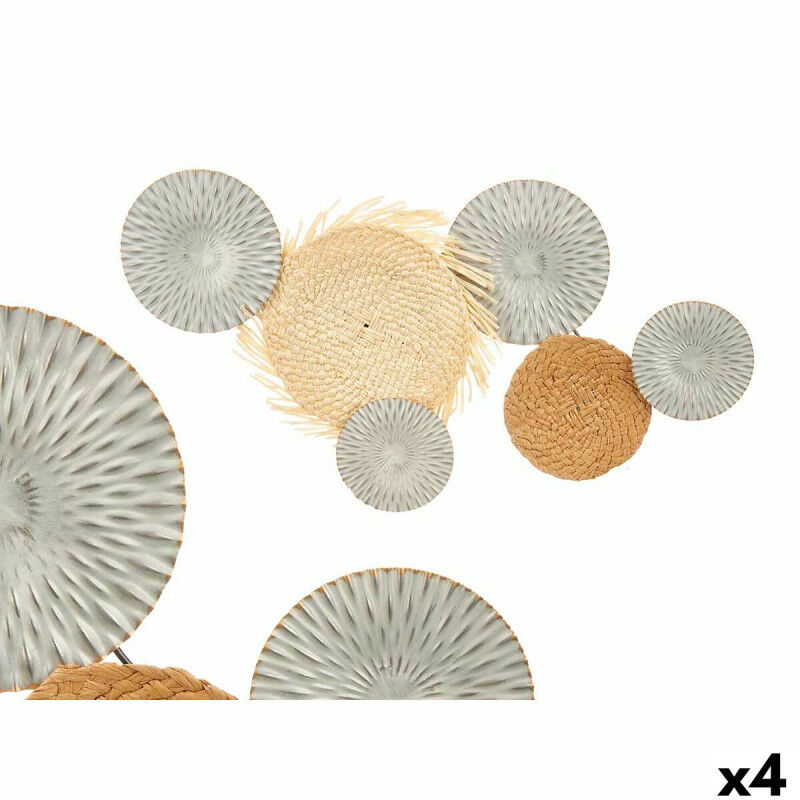 Décoration murale 23SMB1537 Marron Gris Métal 76,8 x 4,4 x 50,2 cm (4 Unités)