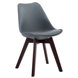 Chaise visiteur Borneo V2 noyer similicuir gris