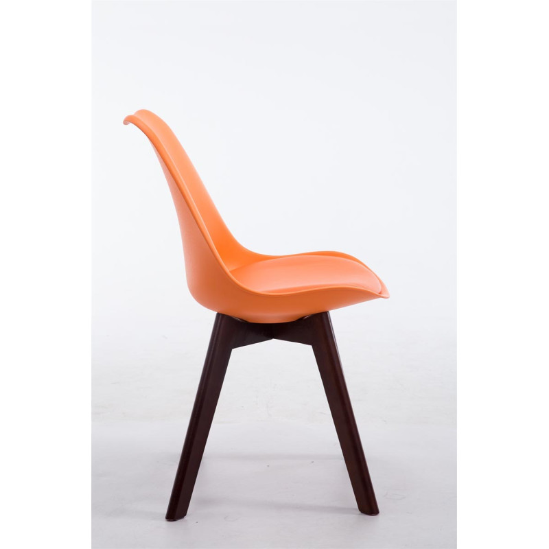 Chaise visiteur Borneo V2 noyer similicuir orange