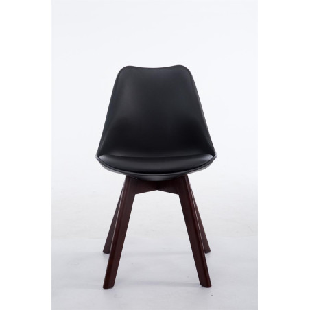 Chaise visiteur Borneo V2 noyer similicuir noir