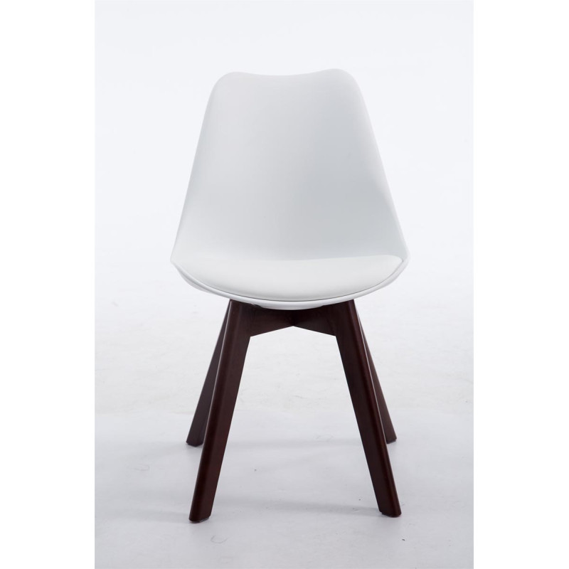 Chaise visiteur Borneo V2 noyer similicuir blanc