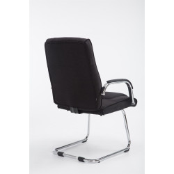 Silla Cantiléver XXL Attila Tapizada en Tela Negro