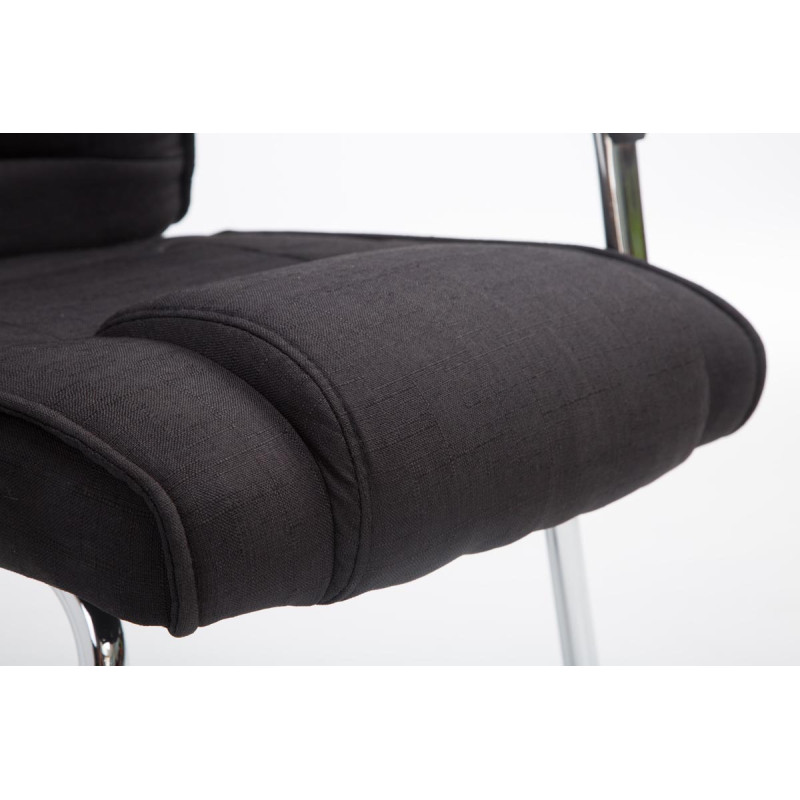 Silla Cantiléver XXL Attila Tapizada en Tela Negro