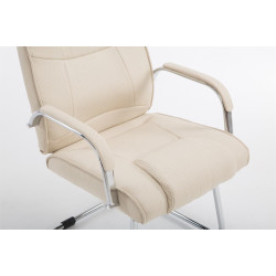 Silla Cantiléver XXL Attila Tapizada en Tela Crema