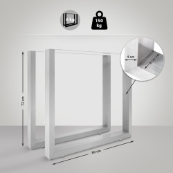 2x pieds de tables à manger Velden 80 cm acier inoxydable
