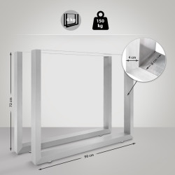 2x pieds de tables à manger Velden 90 cm acier inoxydable