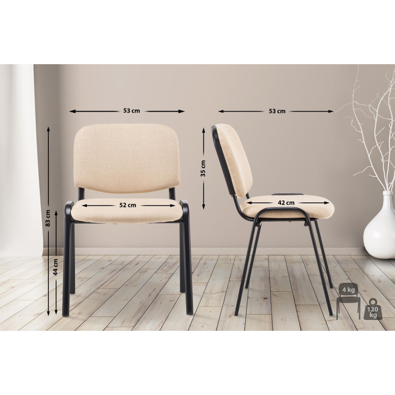 Fauteuil visiteur Ken V2, tissu cr?me