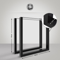 2x pieds de tables à manger Velden 40 cm noir