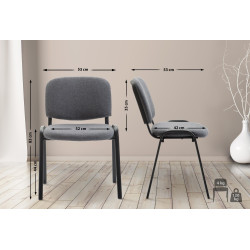 Chaise visiteur Ken V2, tissu gris