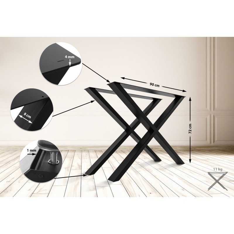 2x pieds de tables à manger Swift L noir