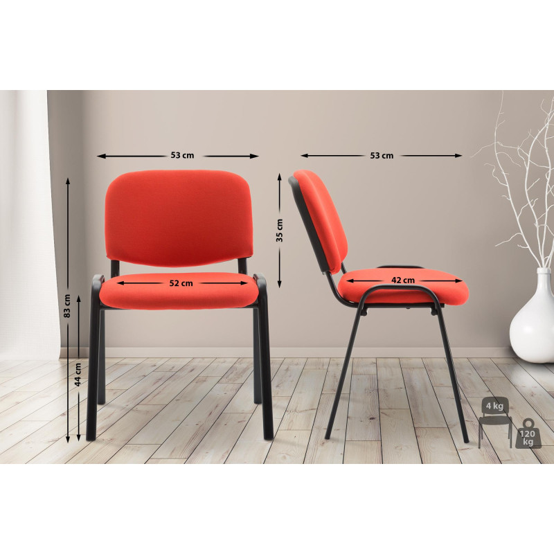 Fauteuil visiteur Ken V2, tissu rouge