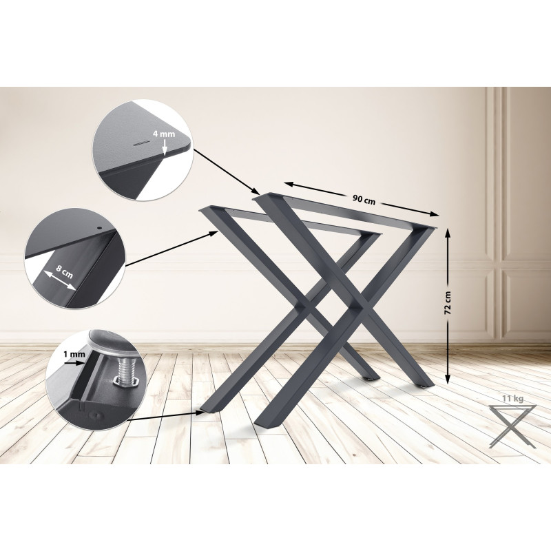 2x pieds de tables à manger Swift L gris