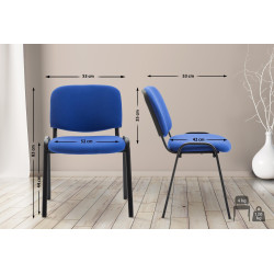 Chaise visiteur Ken V2, tissu bleu