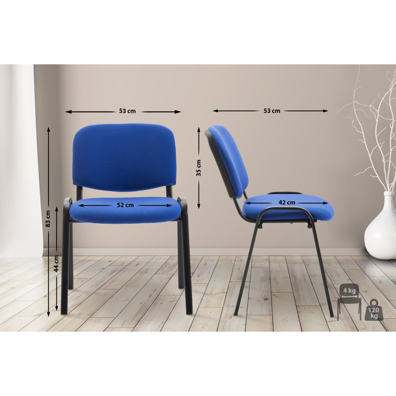 Chaise visiteur Ken V2, tissu bleu