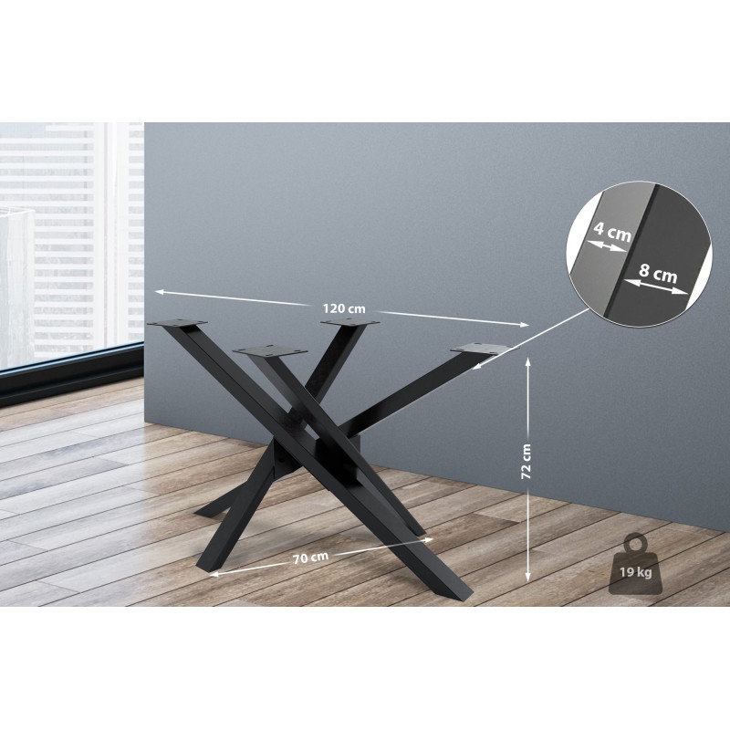 Pieds de tables à manger Jimmy 120x70x72 noir industriel