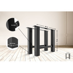 Pieds de tables à manger Hunker 90 cm noir
