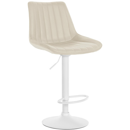 Tabouret de bar Toni simili cuir blanc crème