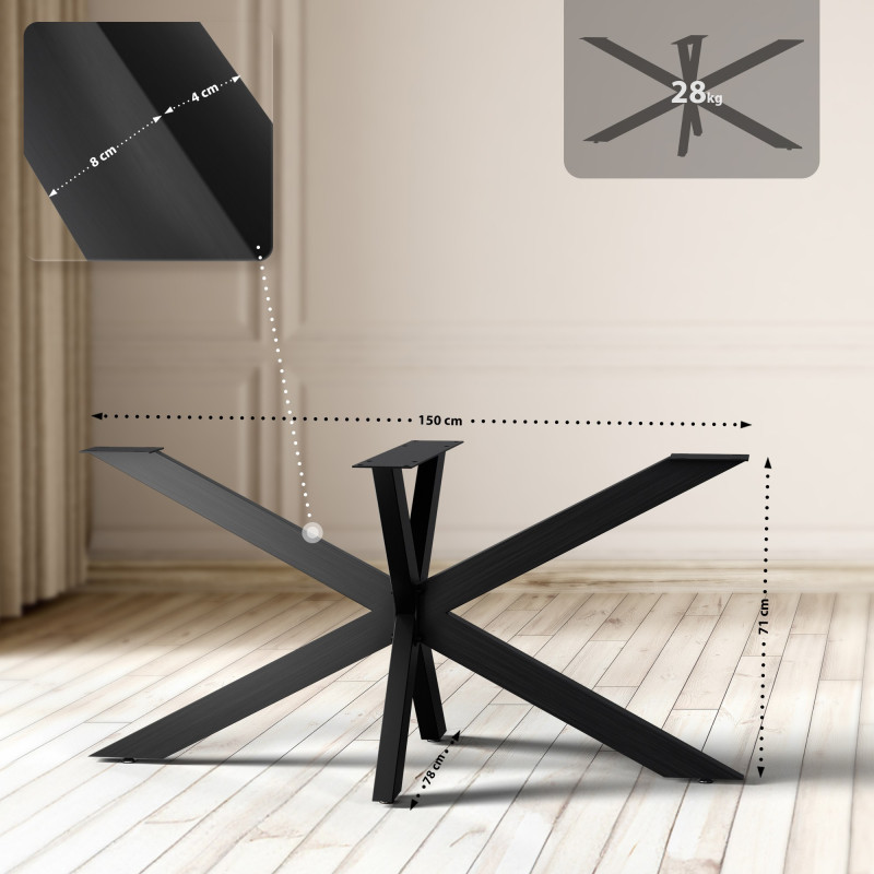 Pieds de tables à manger Hardwick 150x78x71 cm noir industriel