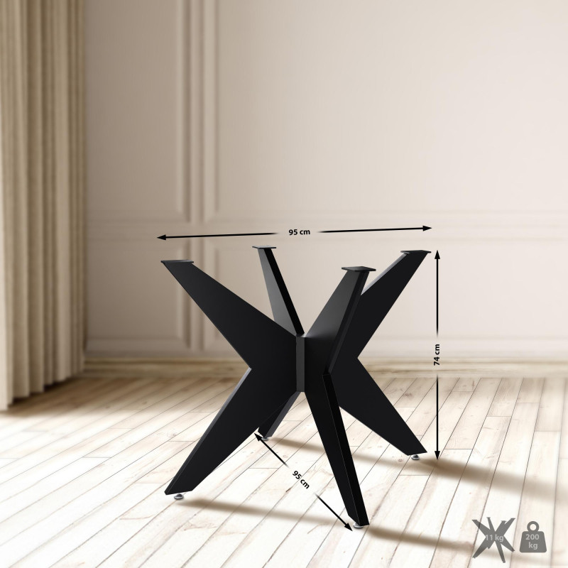 Pieds de tables à manger Delmont 95x95 cm noir