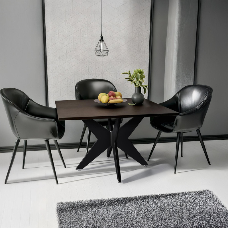 Pieds de tables à manger Delmont 95x95 cm noir
