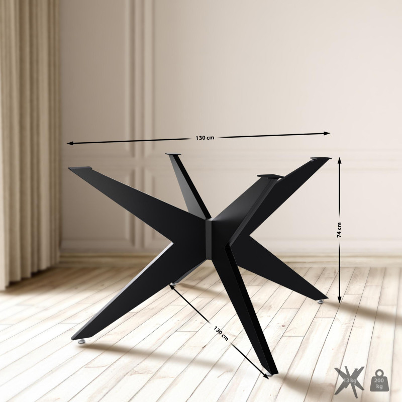 Pieds de tables à manger Delmont 130x130 cm noir