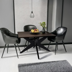 Pieds de tables à manger Delmont 130x130 cm noir