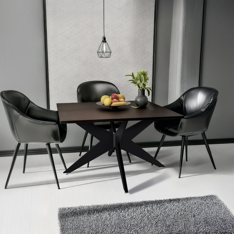 Pieds de tables à manger Delmont 130x130 cm noir