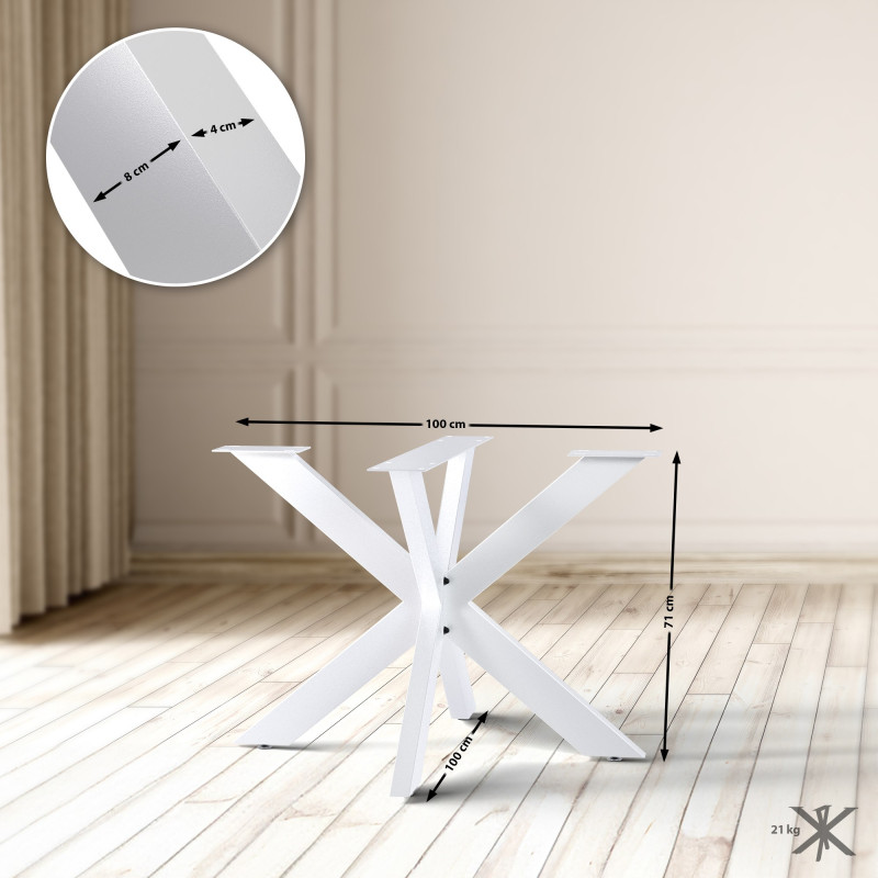 Pieds de tables à manger Biloxi 100x100 cm blanc