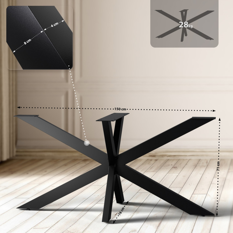 Pieds de tables à manger Hardwick 150x78x71 cm noir