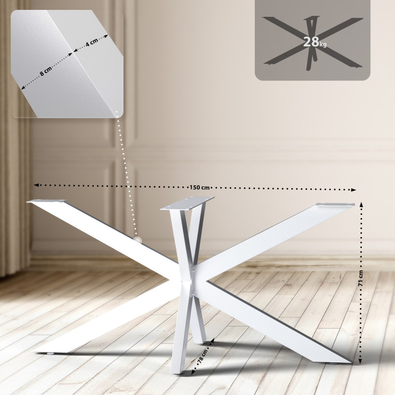 Pieds de tables à manger Hardwick 150x78x71 cm blanc