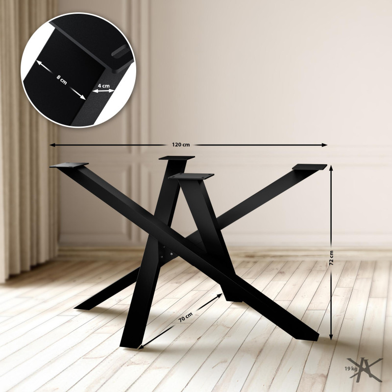 Pieds de tables à manger Finney 120x70x72 noir