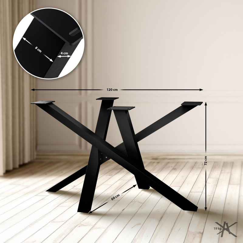 Pieds de tables à manger Finney 120x60x72 noir