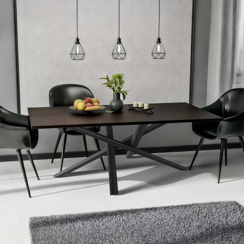 Pieds de tables à manger Finney 160x80x72 noir antique