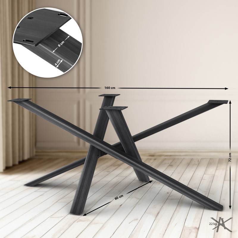 Pieds de tables à manger Finney 160x80x72 noir antique