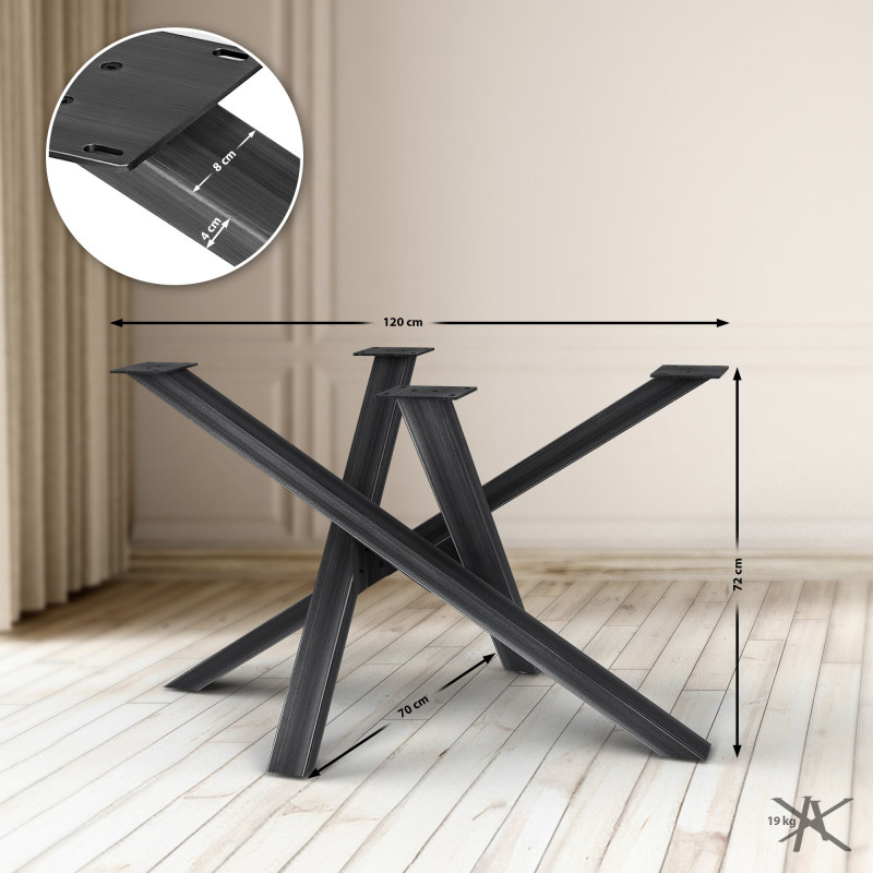 Pieds de tables à manger Finney 120x70x72 noir antique