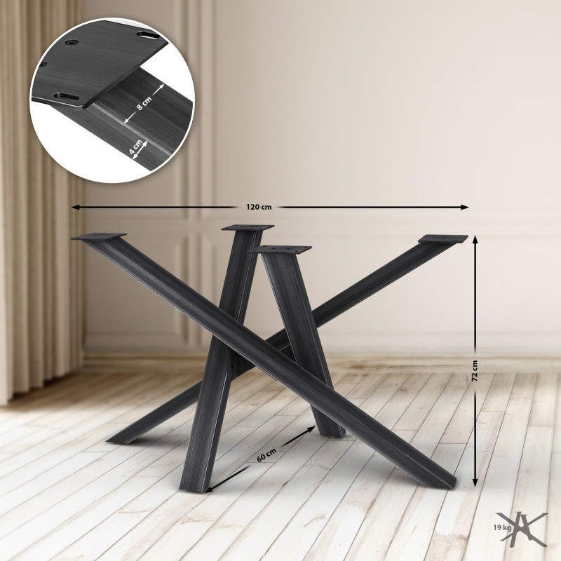 Pieds de tables à manger Finney 120x60x72 noir antique